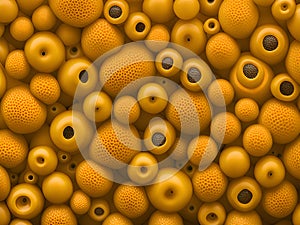 a close up image of a group of many hole on plastic ball use for Trypophobia