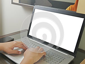 Close up image of  laptop screen mock up