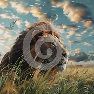 Close Up Image of a Lion Face in the Wild