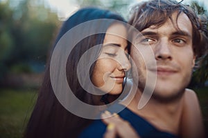 Close-up image of loving romantic couple