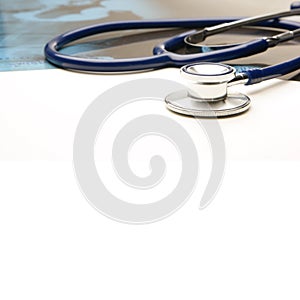 A close-up image of a medical stethoscope