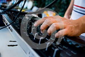 Close-up image of mixing console