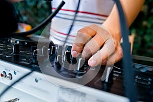 Close-up image of mixing console