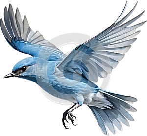 Close-up image of a Mountain Bluebird. AI-generated.