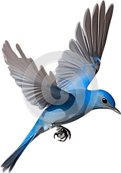 Close-up image of a Mountain Bluebird. AI-generated.