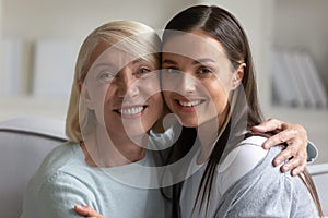 Close up image multi-generational female family portrait