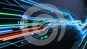 A close-up image of network data flowing