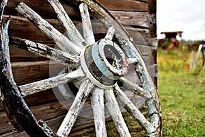 Old Rustic Wagon Wheel Close Up