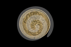 An old coin from Cyprus shot on a black background