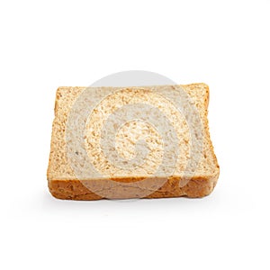 Close-up image of one slice of white bread against the white background