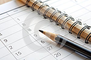 Open day planner with a pencil photo