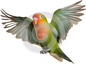 Close-up image of a Peach-Faced Lovebird. AI-generated.