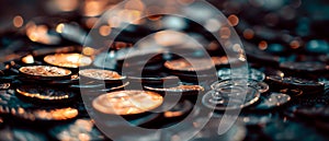 Close up image of a pile of coins.