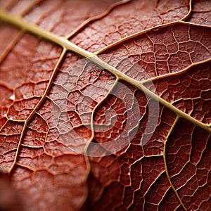 Close Up Image Of Red Leaf With Organic Contours