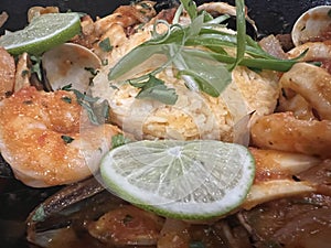Close up image of Seafood Paella