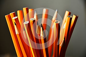 Sharpened Yellow Pencils Close Up