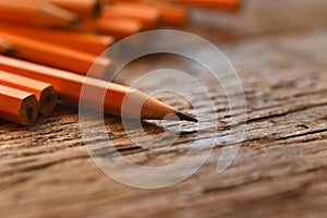 Sharpened Yellow Pencils Close Up