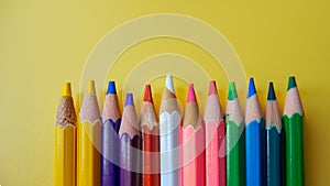 Close-Up of Sharpened Colored Pencils on White Background