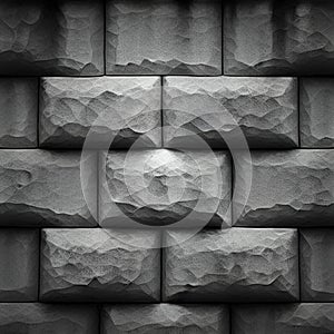 AI-Generated Image: Close-Up of Irregular Grey Stone Brick Pattern with Textured Surface