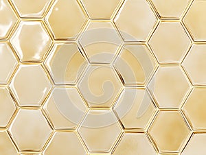 Seamless Golden Hexagonal Tile Pattern Background.