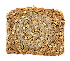 Close up image of slice of bread on against white background...