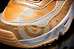 close-up image of a sneaker midsole being bonded photo