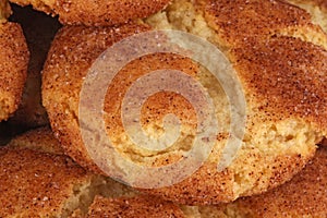 Close-up image of a snickerdoodle cookie