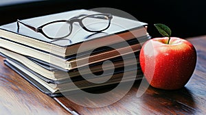 Books, Glasses, and an Apple