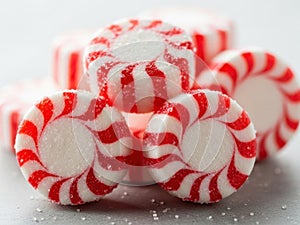Stack of red and white peppermints