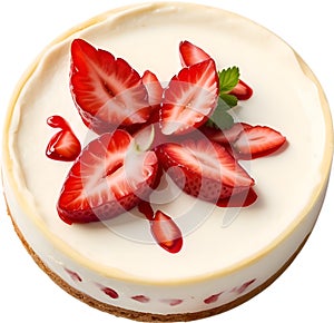 Strawberry cheesecake. Close-up image of a strawberry cheesecake. Generative AI.