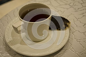 A close up image of a tea cup