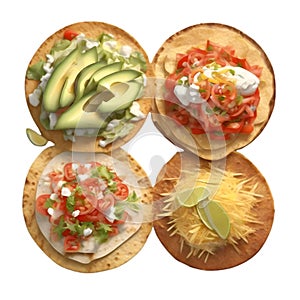 Close-up image of Tostadas food clipart. Ai-Generated.