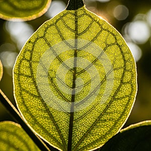 The fine textures of the leaf surface, capturing its natural