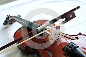 THe Close-up image of violin.