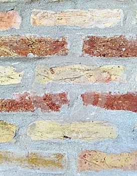 Close-up image of a wall texture made of bricks.