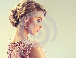 Close-up image of wedding and evening hairstyle.