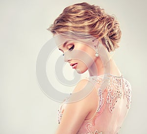 Close-up image of wedding and evening hairstyle.