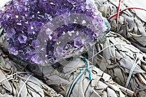 Amethyst Geode and White Sage