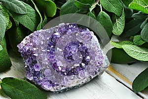 Amethyst Geode and White Sage