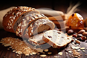 a close-up image of whole grain bread slices and seeds