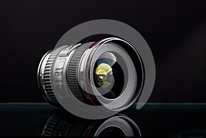 Close up image of a wide DSLR lens