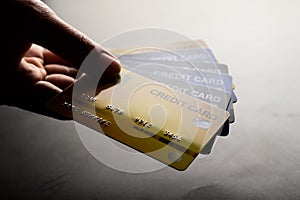 Close-up images of multiple credit card handsets