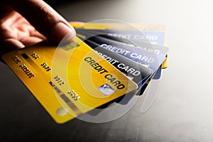 Close-up images of multiple credit card handsets