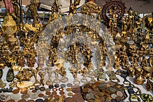 Close up Indian souvenir figurines of goddess