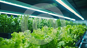 A close-up of indoor vertical farm growing in a greenhouse AIG41