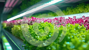 A close-up of indoor vertical farm growing in a greenhouse AIG41