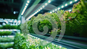 A close-up of indoor vertical farm growing in a greenhouse AIG41