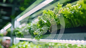 A close-up of indoor vertical farm growing in a greenhouse AIG41