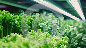 A close-up of indoor vertical farm growing in a greenhouse AIG41