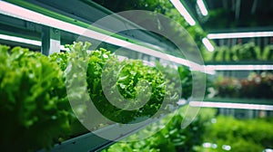 A close-up of indoor vertical farm growing in a greenhouse AIG41